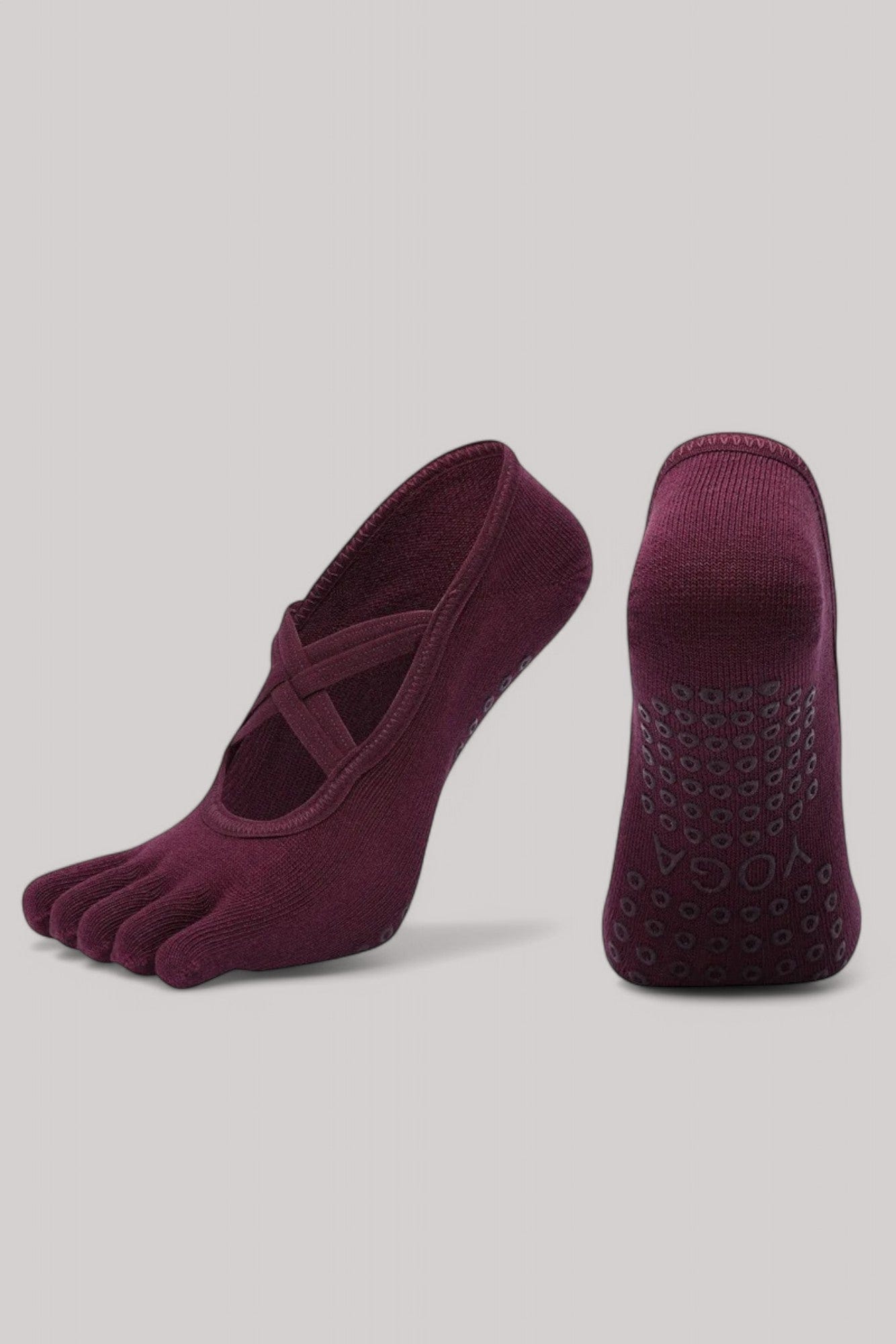Chaussettes Pilates | 5 doigts Bordeaux / 35-40