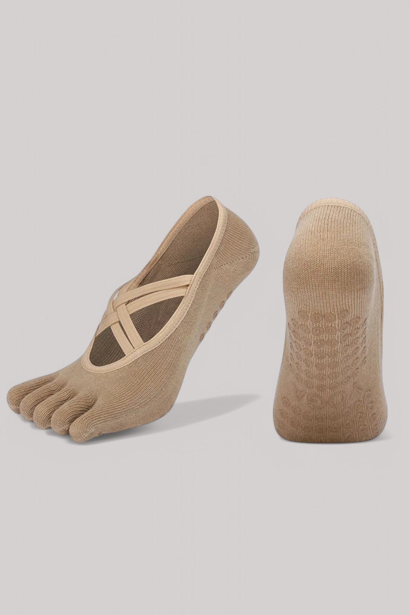 Chaussettes Pilates | 5 doigts Marron / 35-40