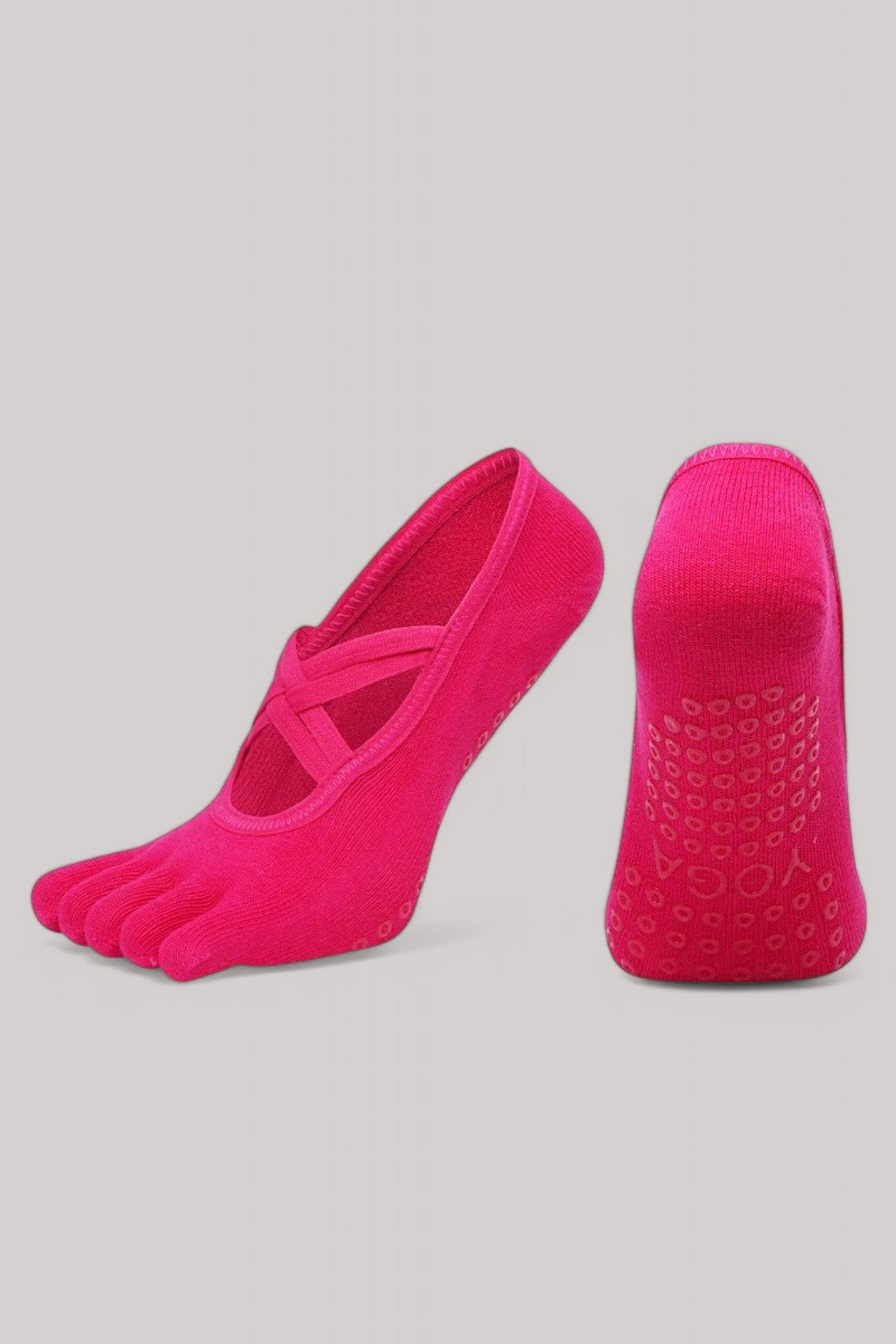 Chaussettes Pilates | 5 doigts Rouge Rose / 35-40