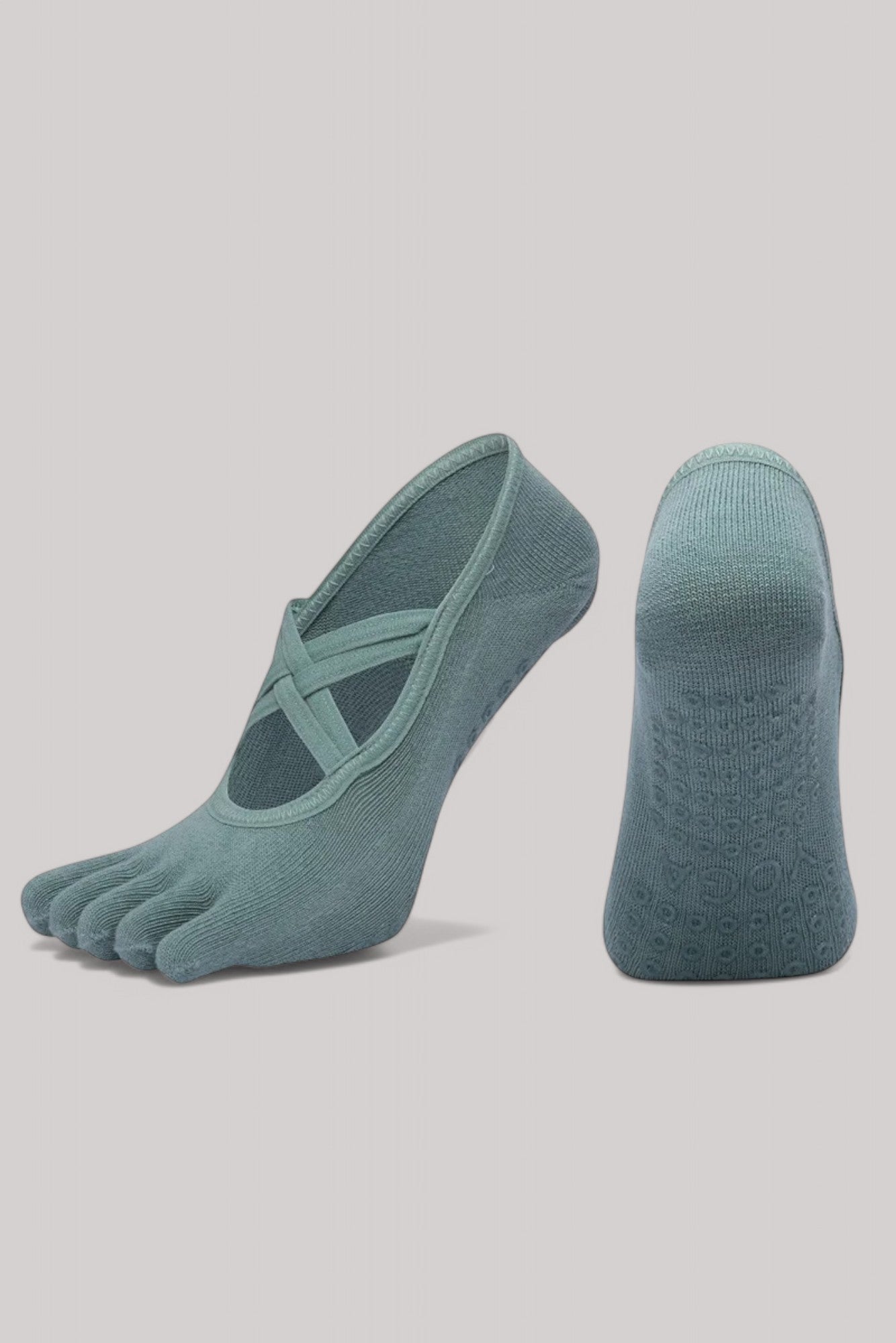 Chaussettes Pilates | 5 doigts Vert Canard / 35-40