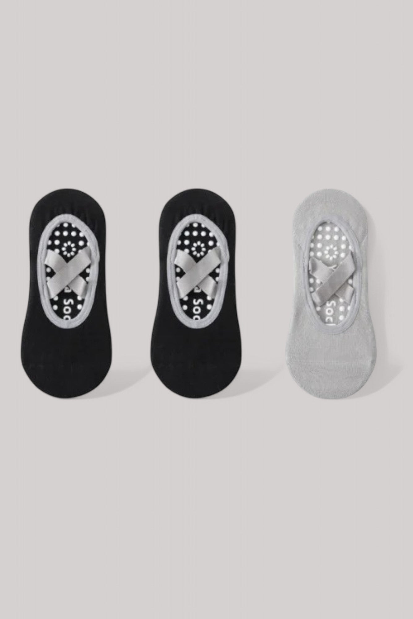Chaussettes Pilates | Courtes Noir / Noir / Gris / 35/40