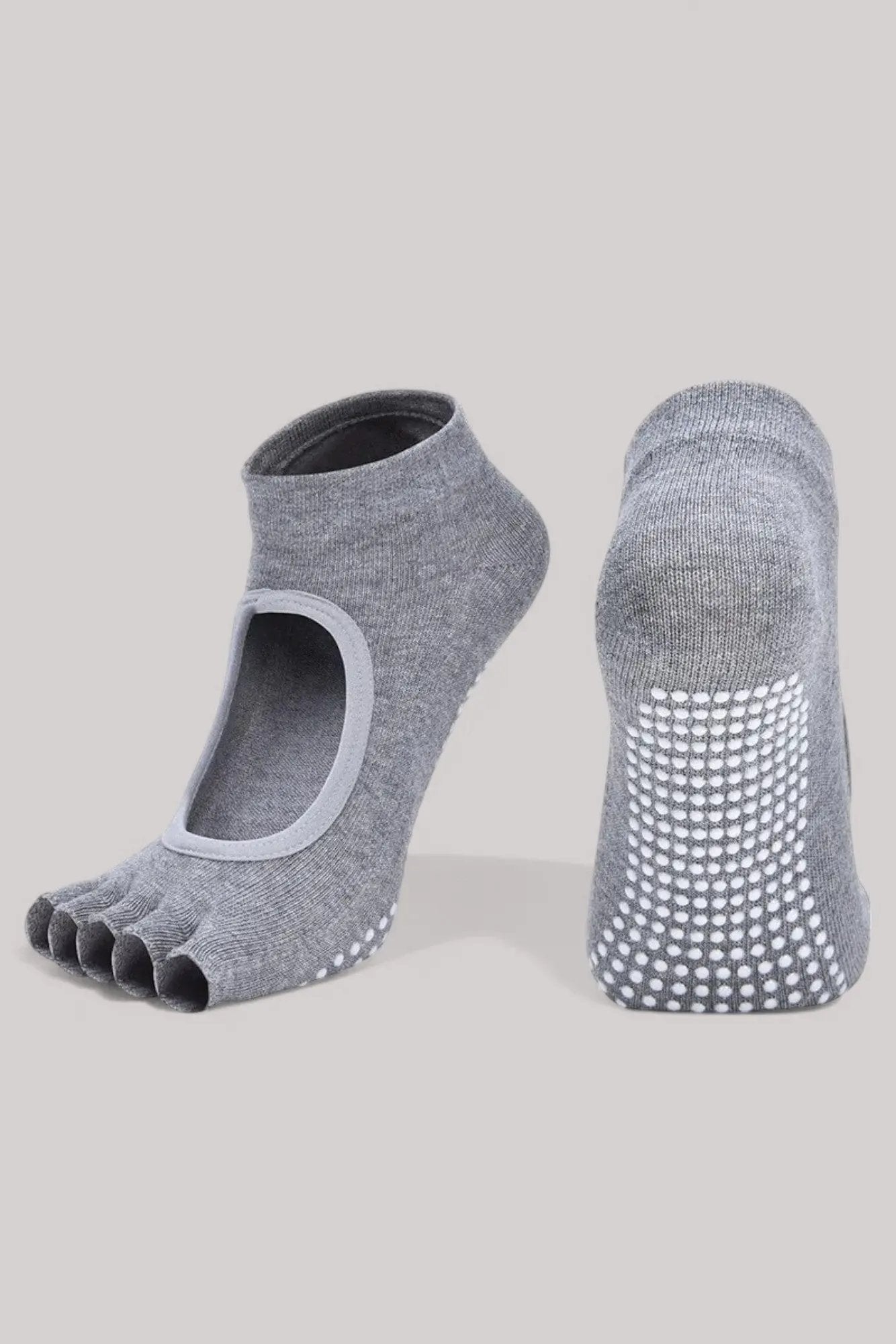 Chaussettes Pilates | Sans Doigts Gris / 35/40