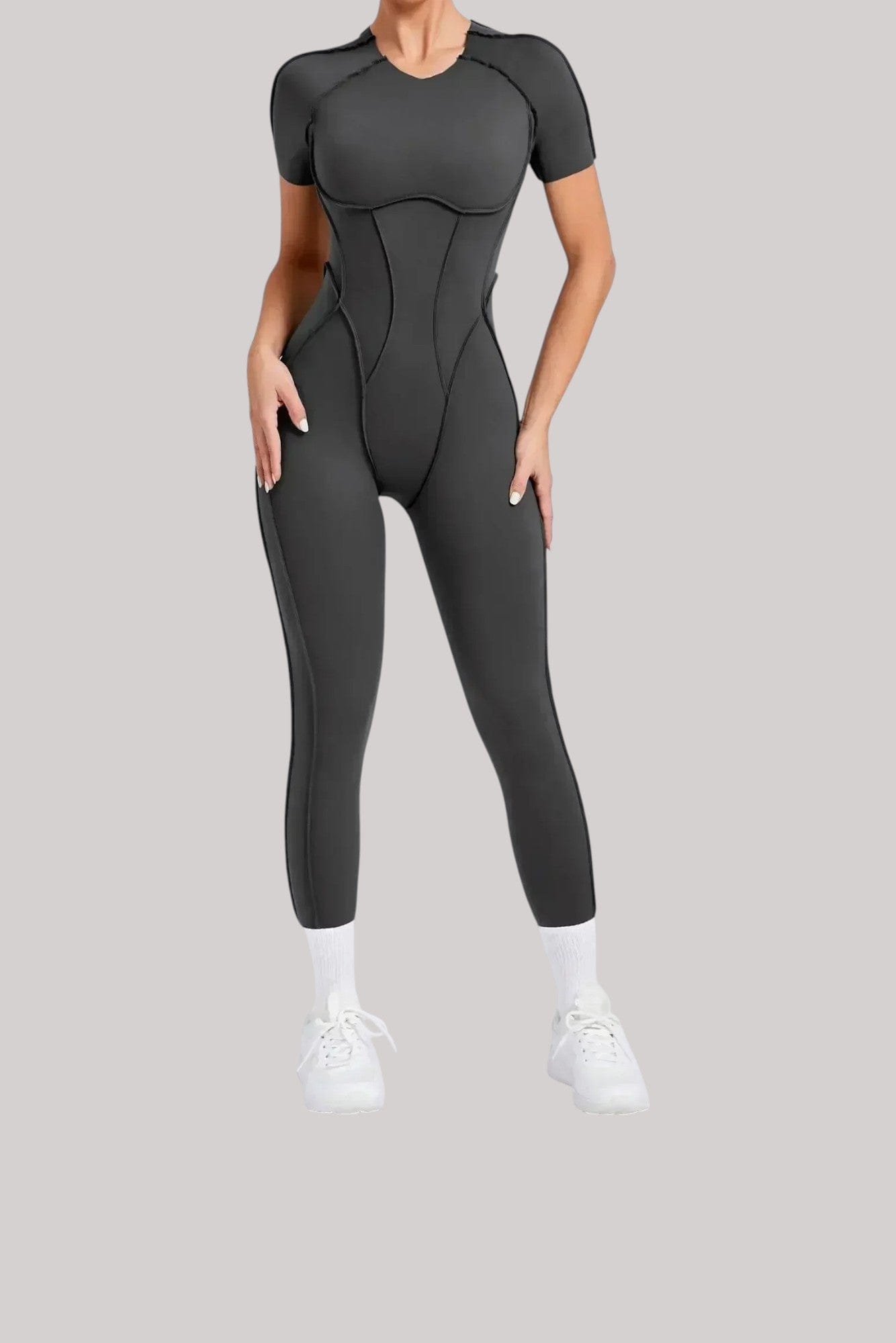 Combinaison Femme Manches Courtes | Couture Gris / M