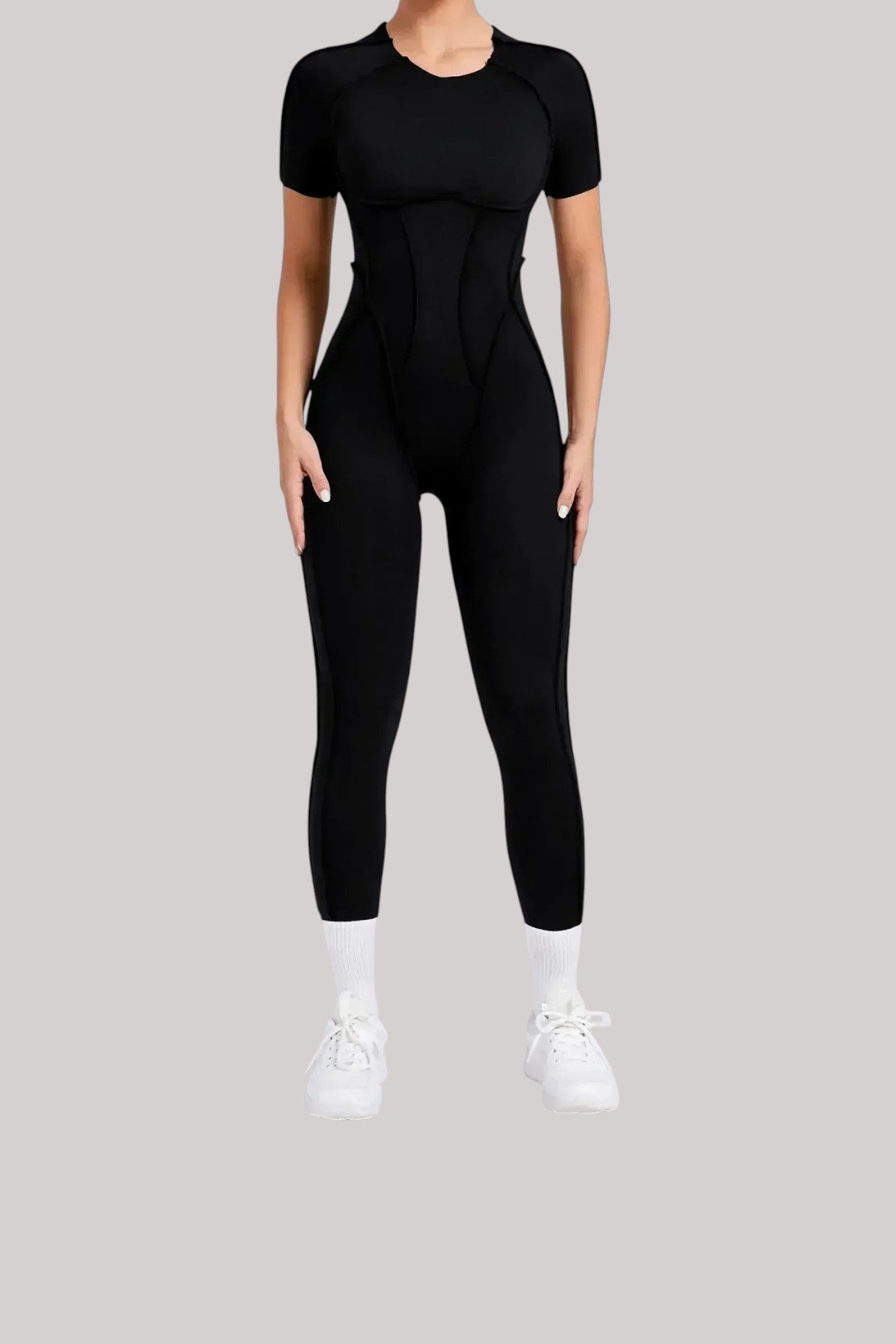 Combinaison Femme Manches Courtes | Couture Noir / M