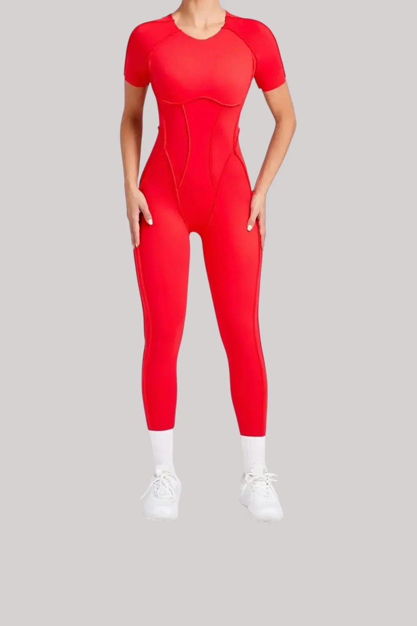 Combinaison Femme Manches Courtes | Couture Rouge / M