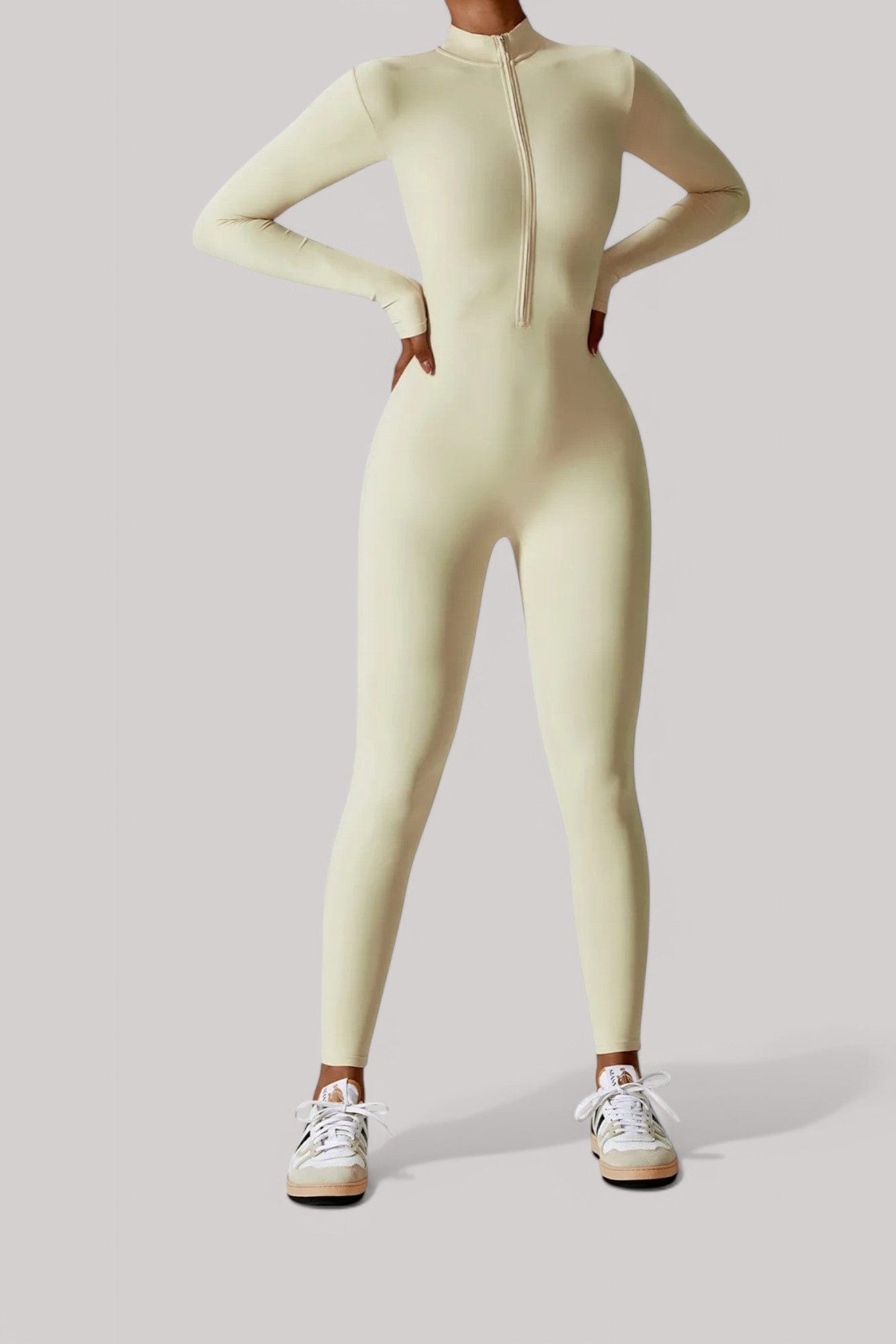 Combinaison Femme Manches Longues | Zip Blanc Cassé / S