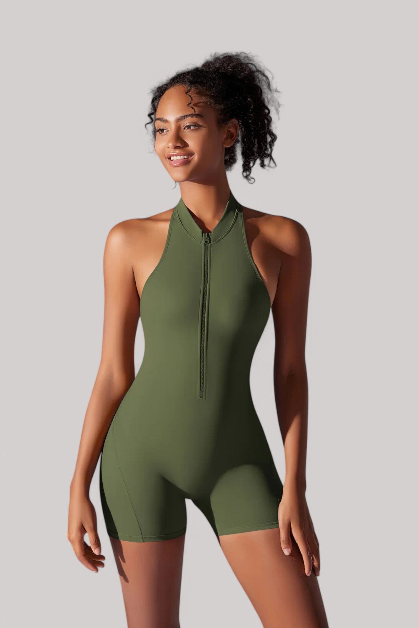 Combinaison Short Femme | Zip Vert / S