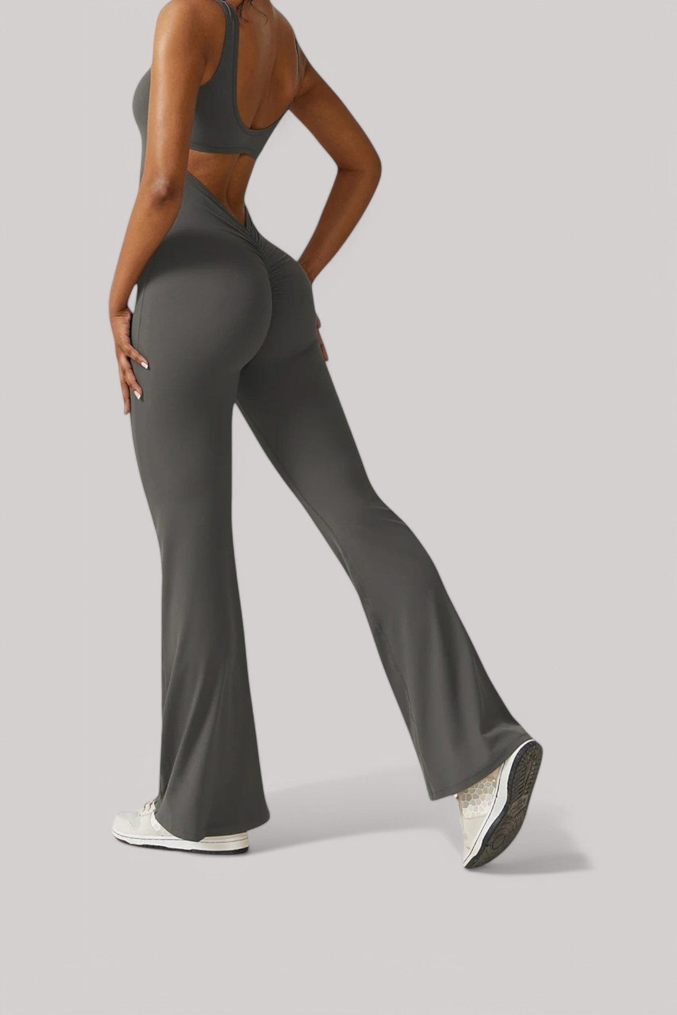 Combinaison Sport Femme | Dos Nu Gris Push Up / XS