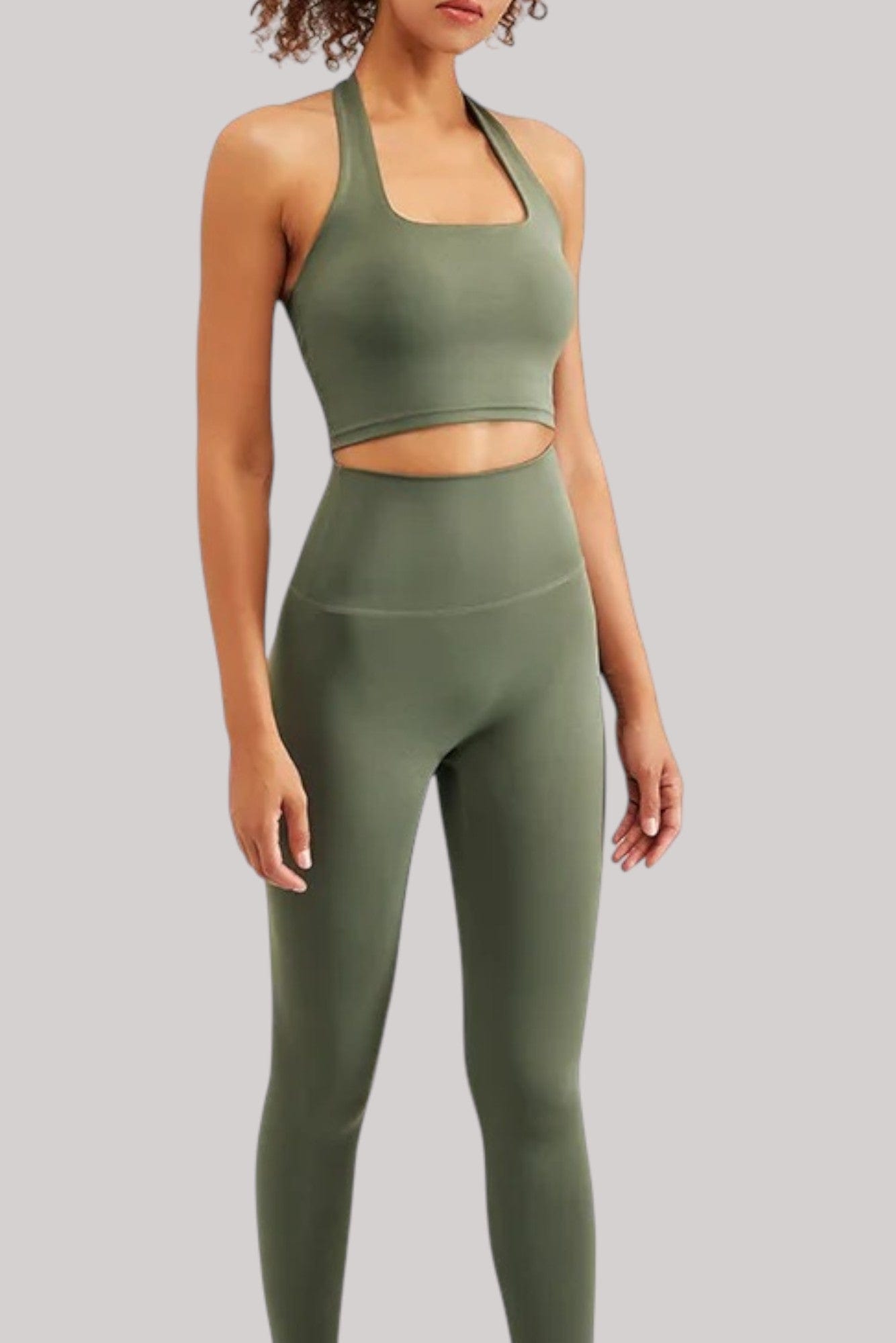 Ensemble Pilates – Legging + Brassière | Taille Haute Vert / S