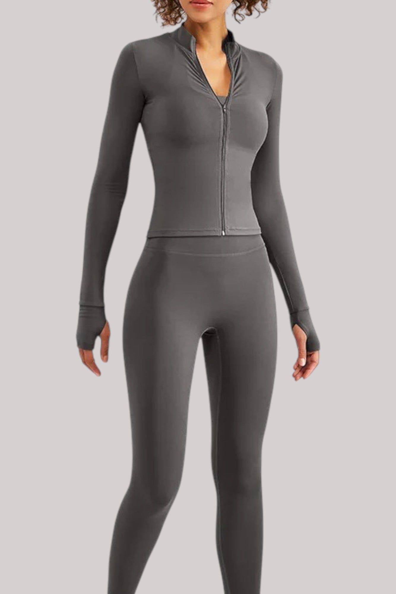 Ensemble Pilates – Legging + Veste | Taille Haute Gris / S