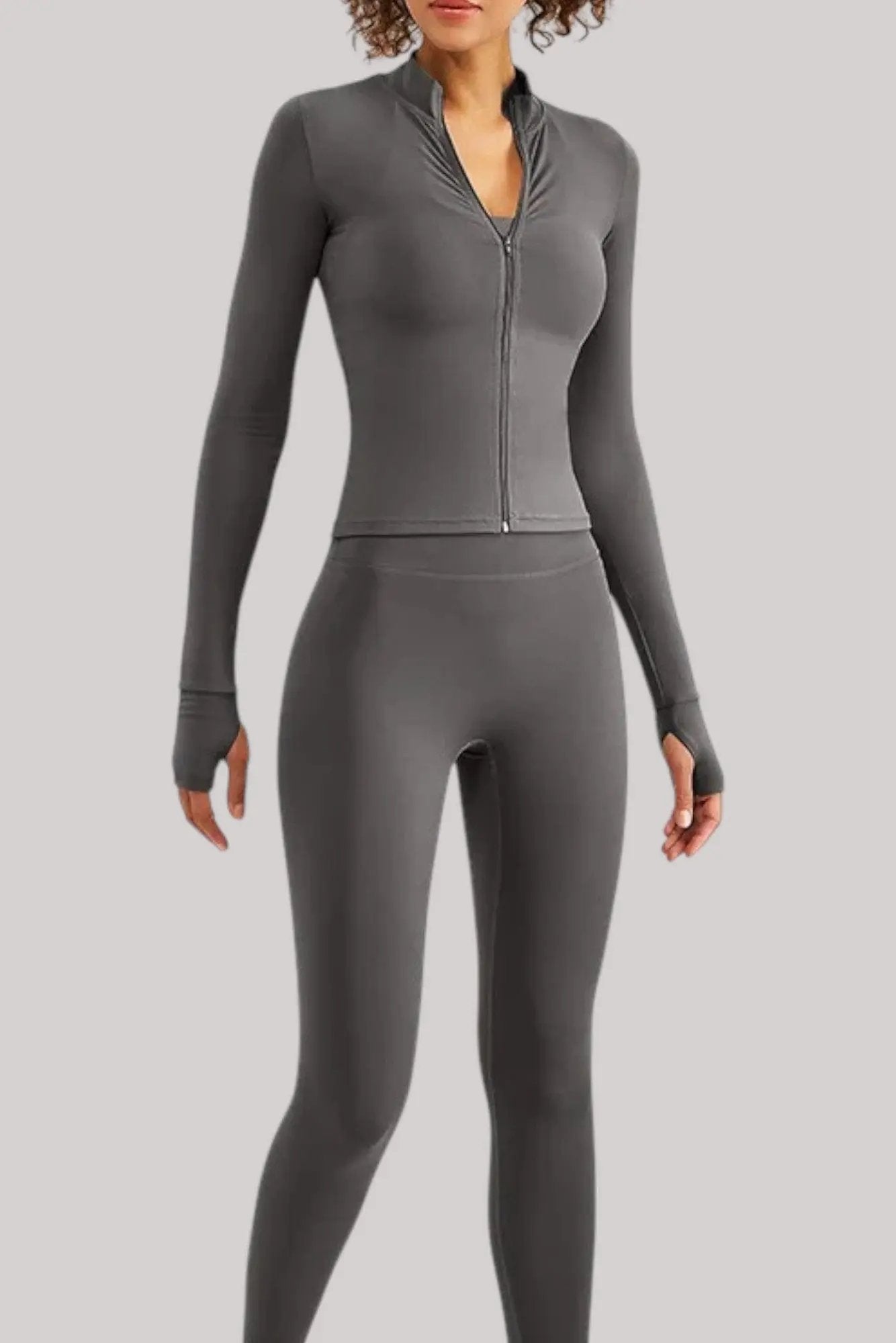 Ensemble Pilates – Legging + Veste | Taille Haute Gris / S