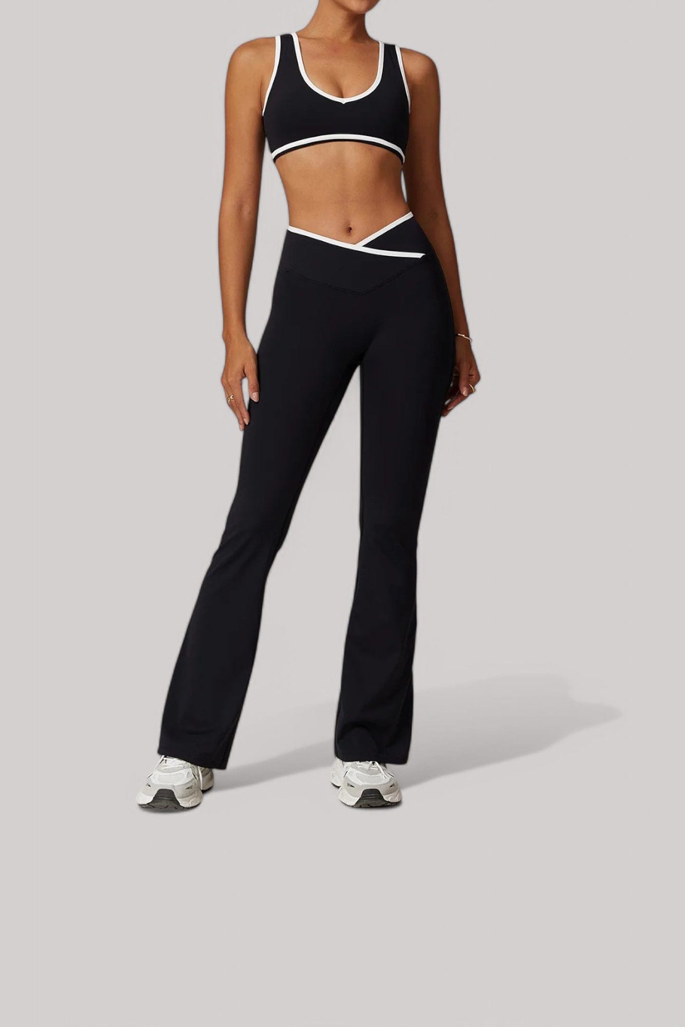 Ensemble sport femme – Legging + Brassière | Taille Croisée Noir / S