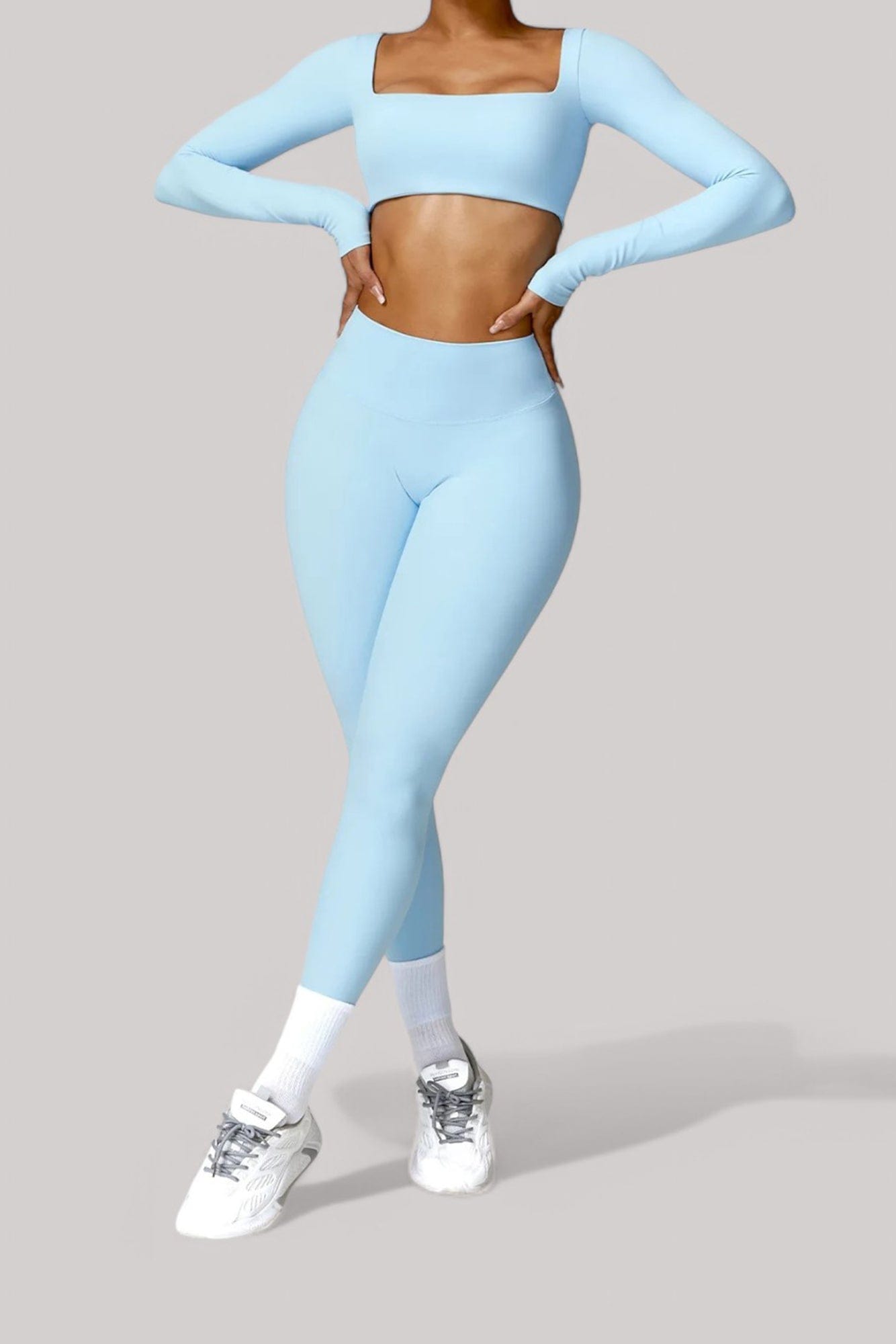 Ensemble Sport – Legging + Haut | Crop Top Bleu ciel / S