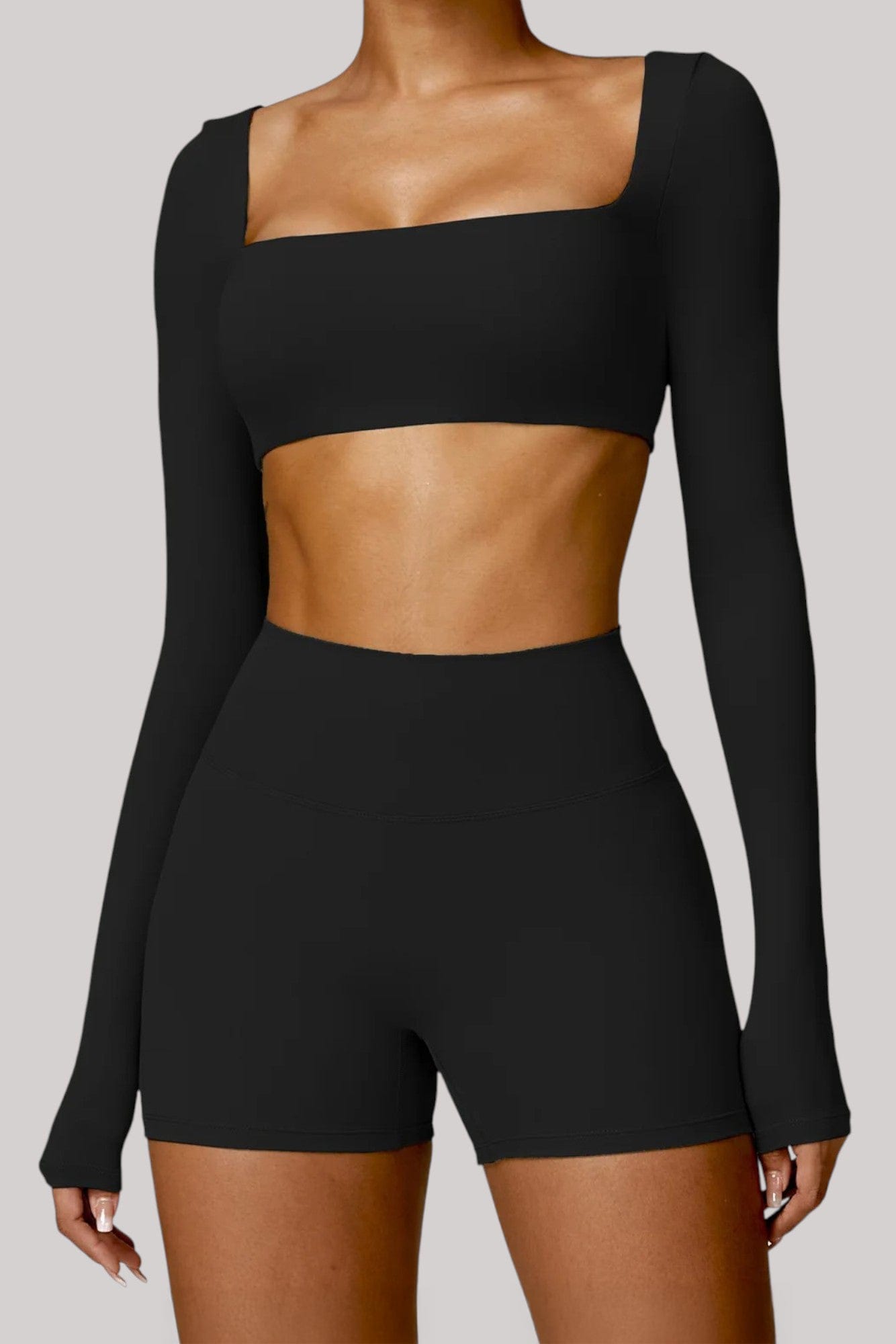 Ensemble Sport – Short + Haut | Crop Top Noir / S