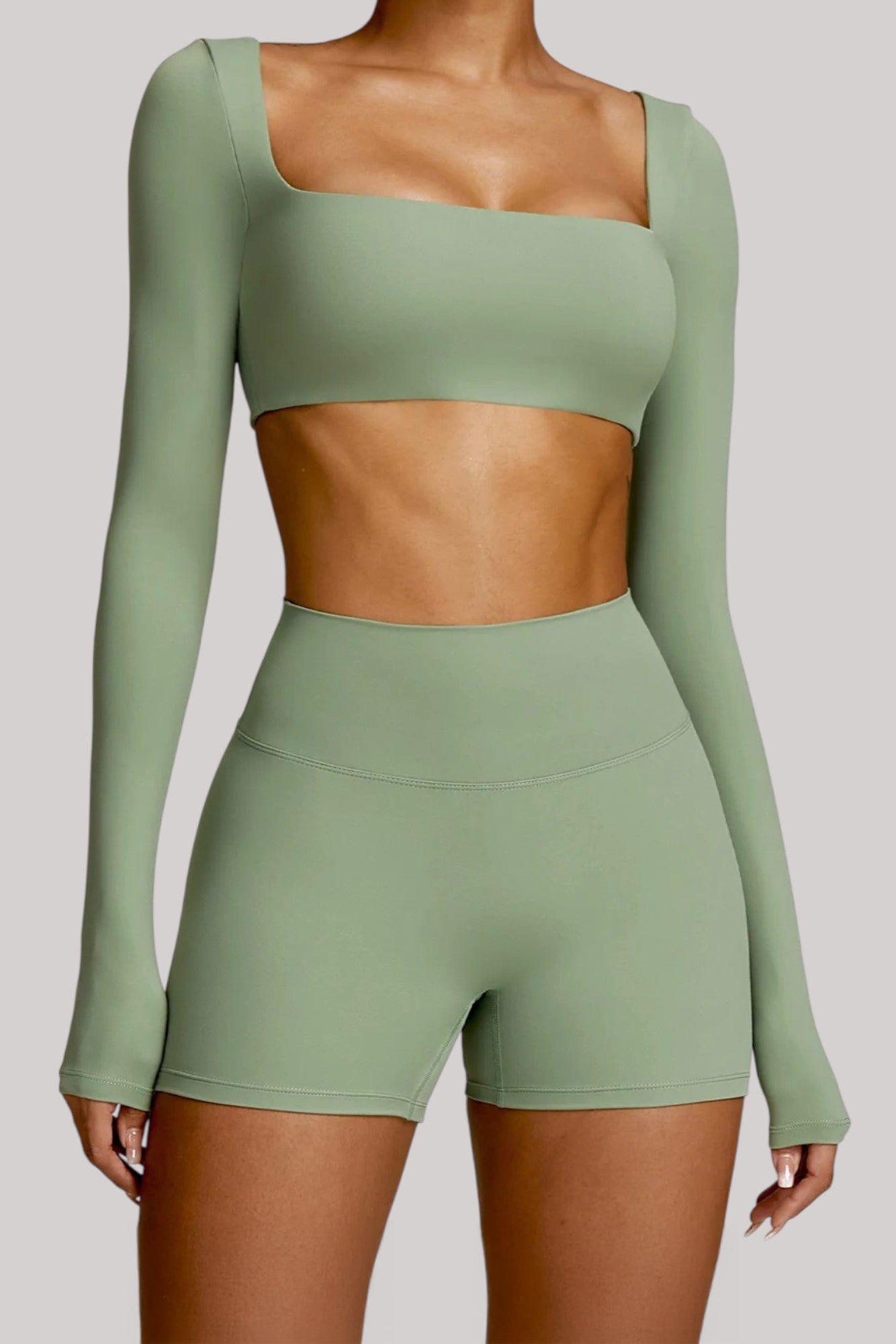 Ensemble Sport – Short + Haut | Crop Top Vert / S