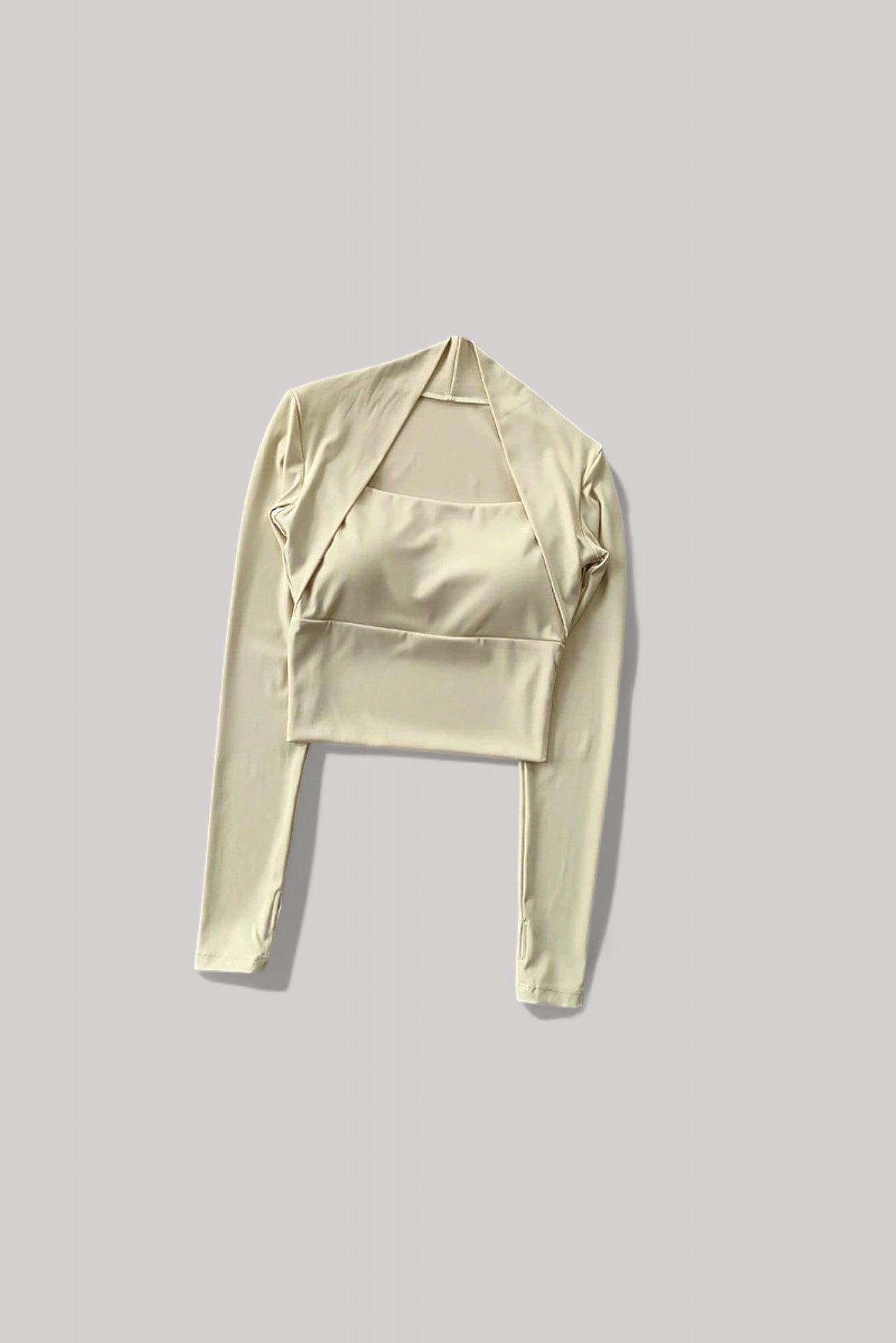 Tee Shirt Pilates Femme - Manches Longues Blanc Cassé / S