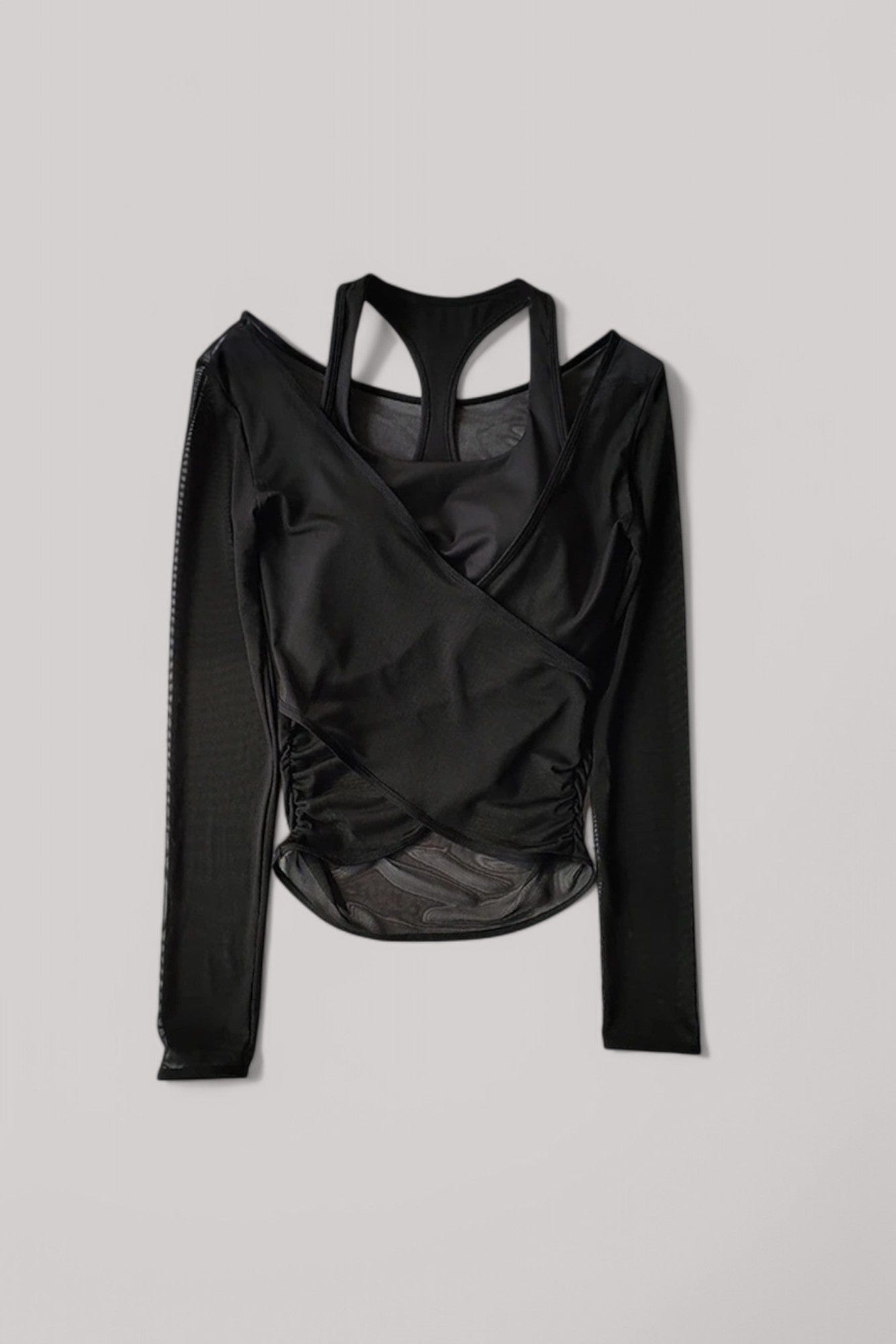 Tee Shirt Sport Femme - Manches Longues + Débardeur Noir / S