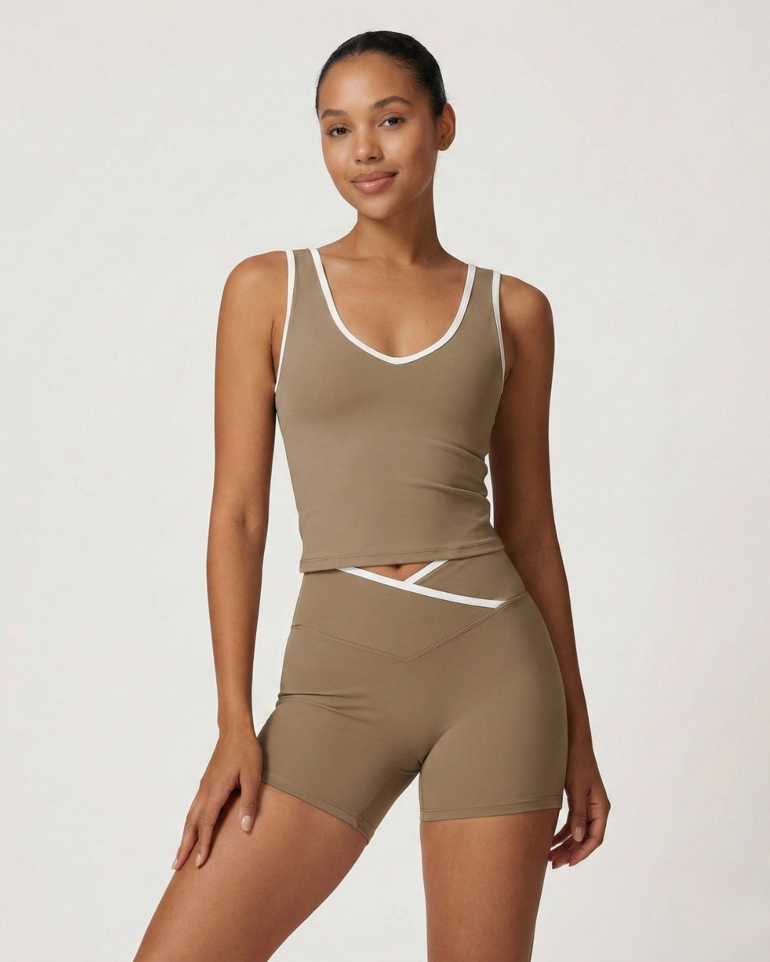 Ensemble Sport Femme – Short + Débardeur | Taille Croisée Taiyoa