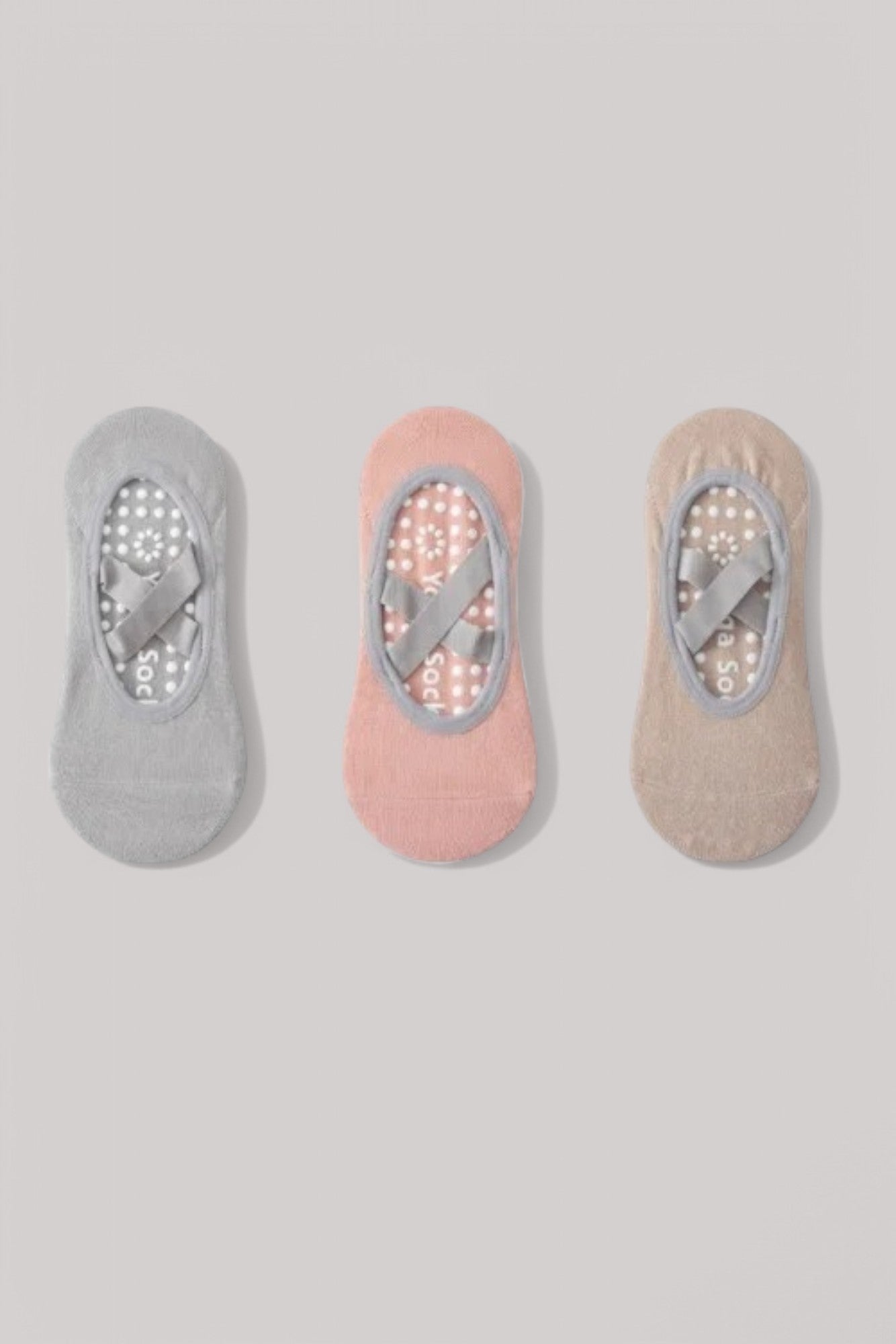 Chaussettes Pilates | Courtes Gris/Rose/Marron / 35/40