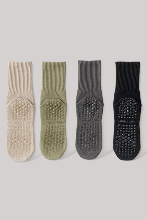 Chaussettes Pilates | Longue Beige/Vert/Gris Foncé/Noir