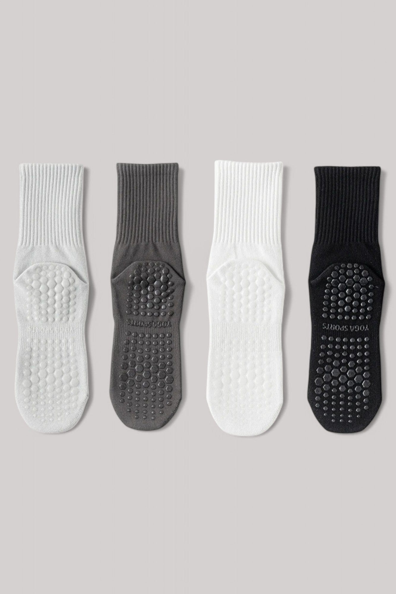 Chaussettes Pilates | Longue Gris Clair/Gris Foncé/Blanc/Noir
