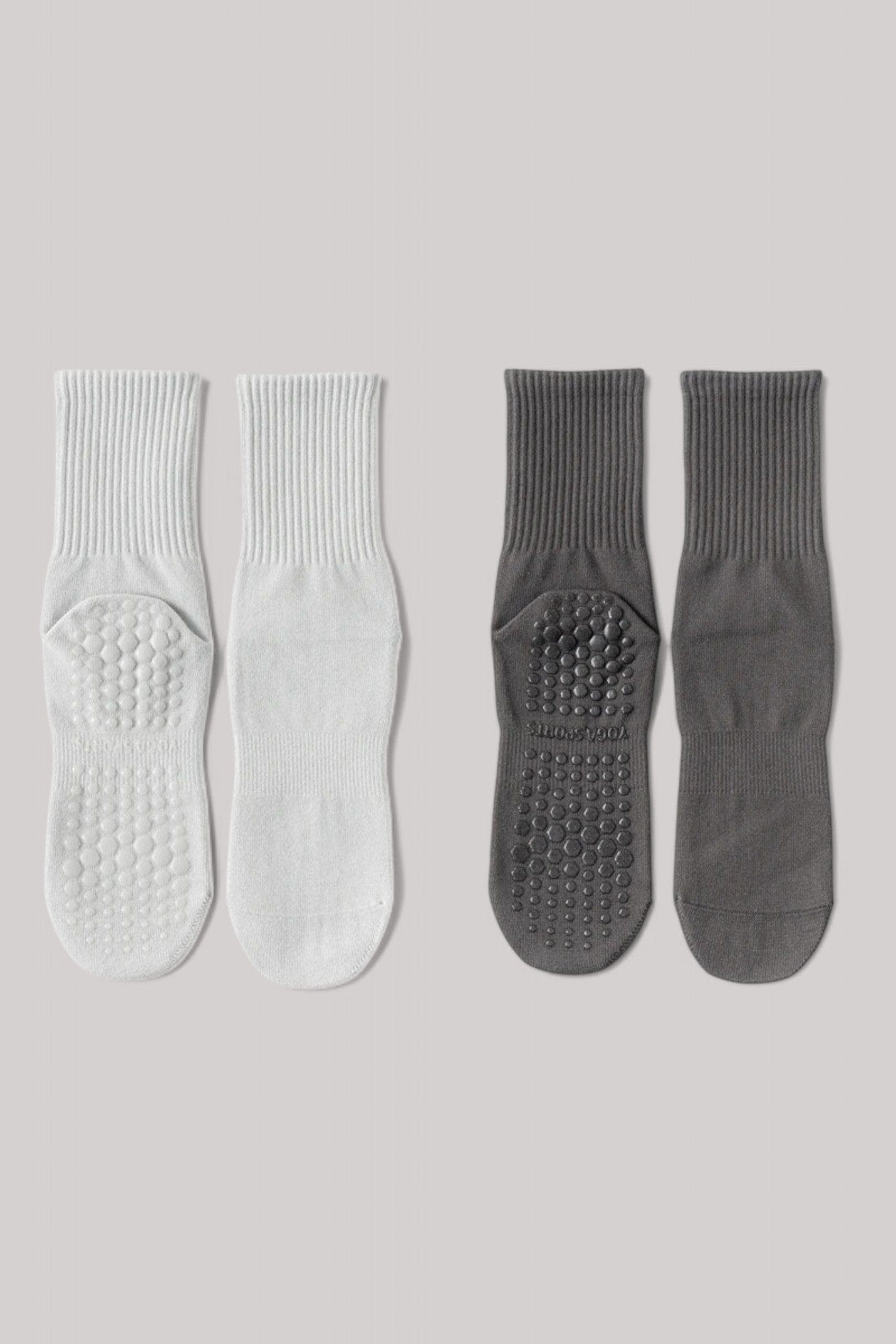 Chaussettes Pilates | Longue Gris Clair/Noir