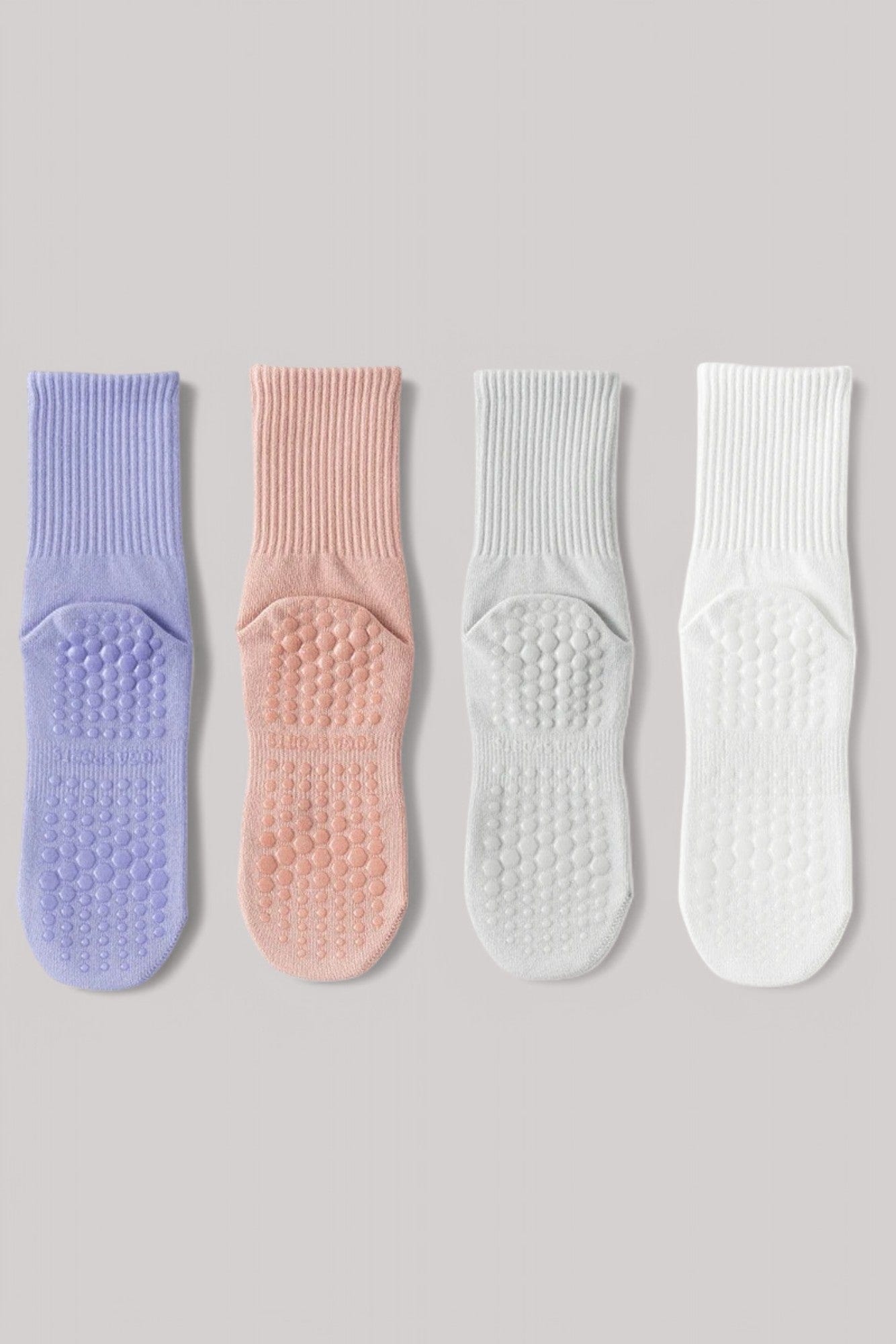 Chaussettes Pilates | Longue Mauve/Saumon/Gris Clair/Blanc