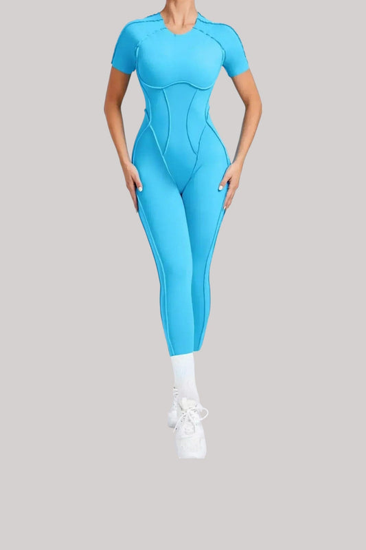 Combinaison Femme Manches Courtes | Couture Bleu / M