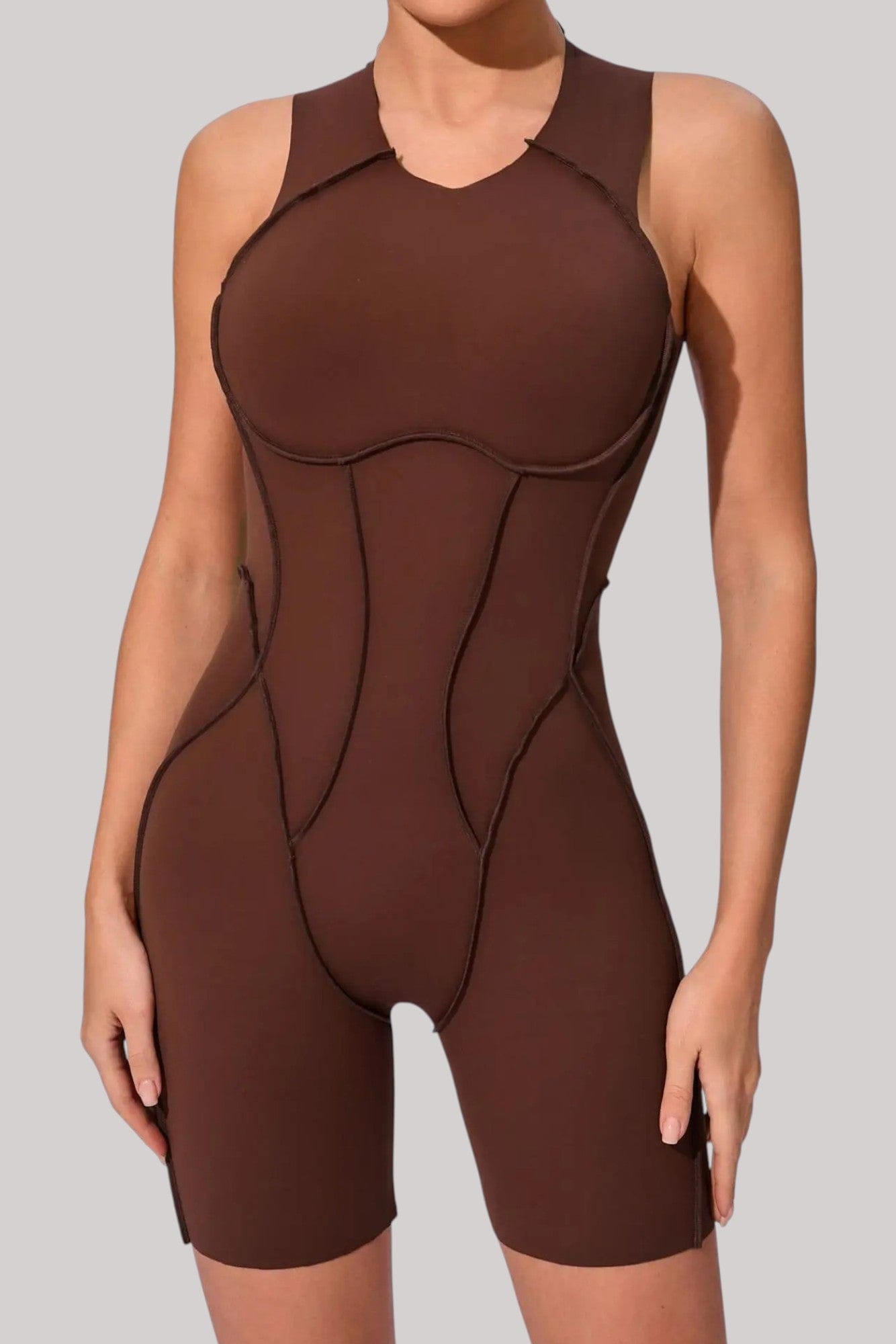 Combinaison Femme Sans manche | Couture Marron / S