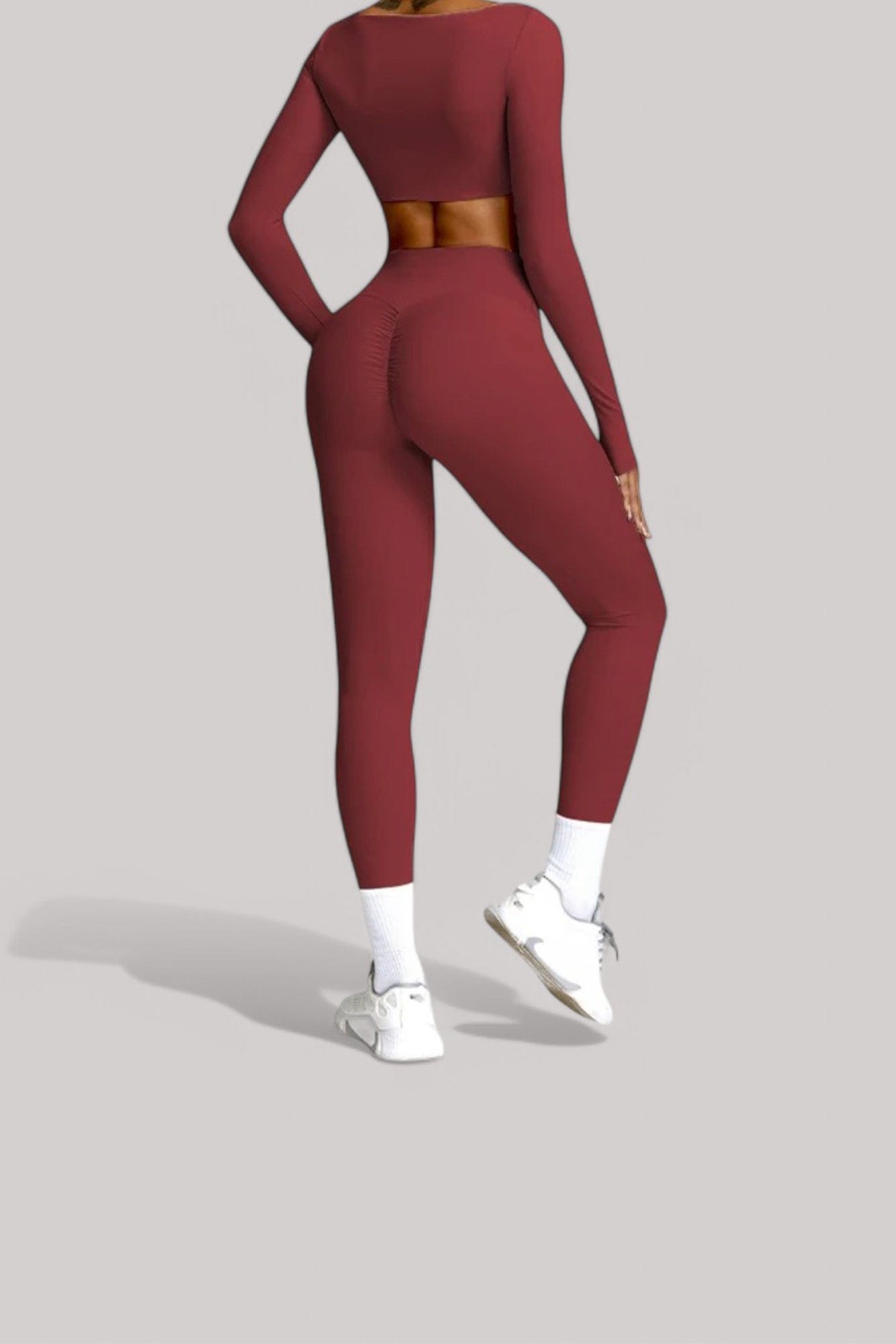 Ensemble Sport – Legging + Haut | Crop Top Cerise / S