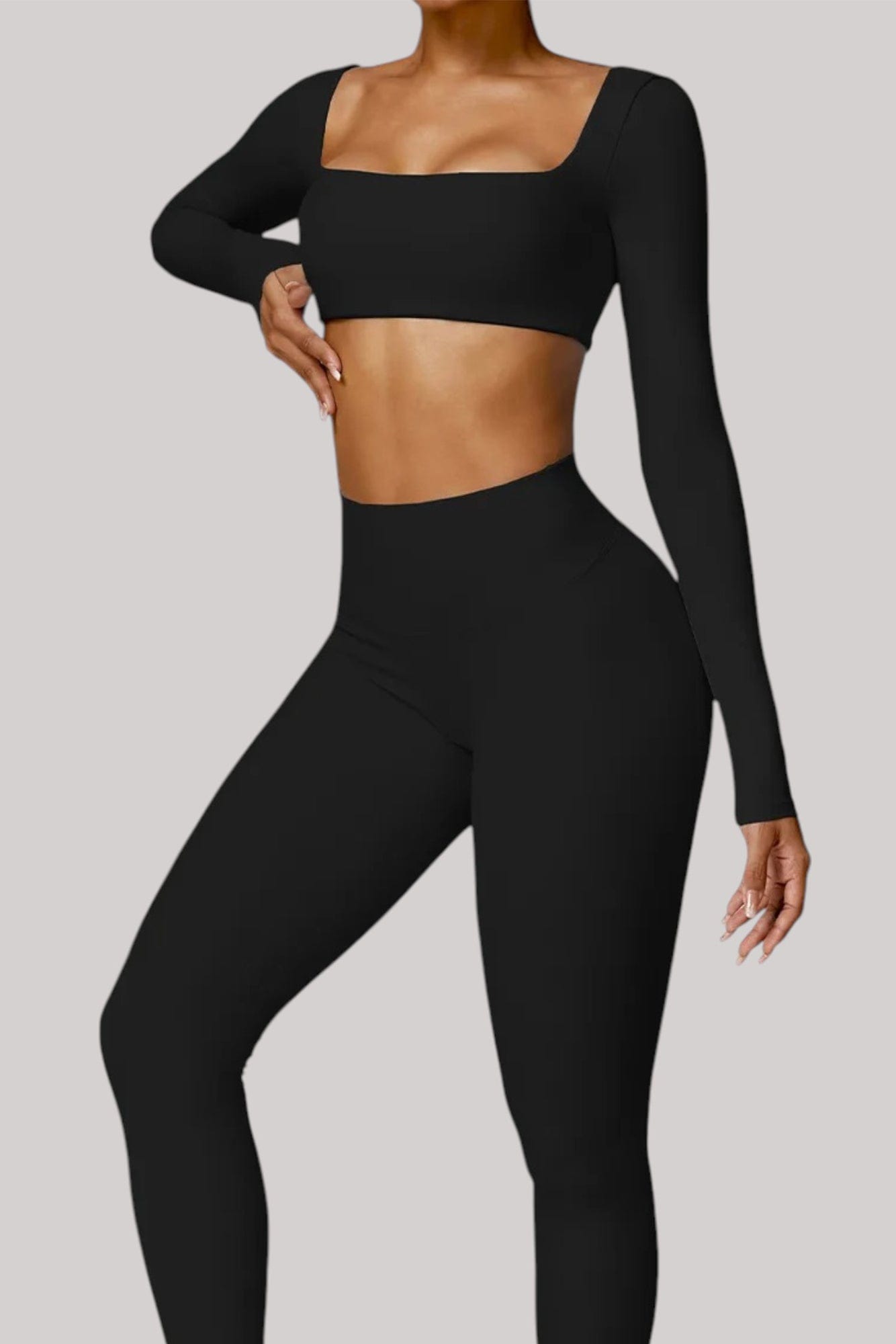 Ensemble Sport – Legging + Haut | Crop Top Noir / S