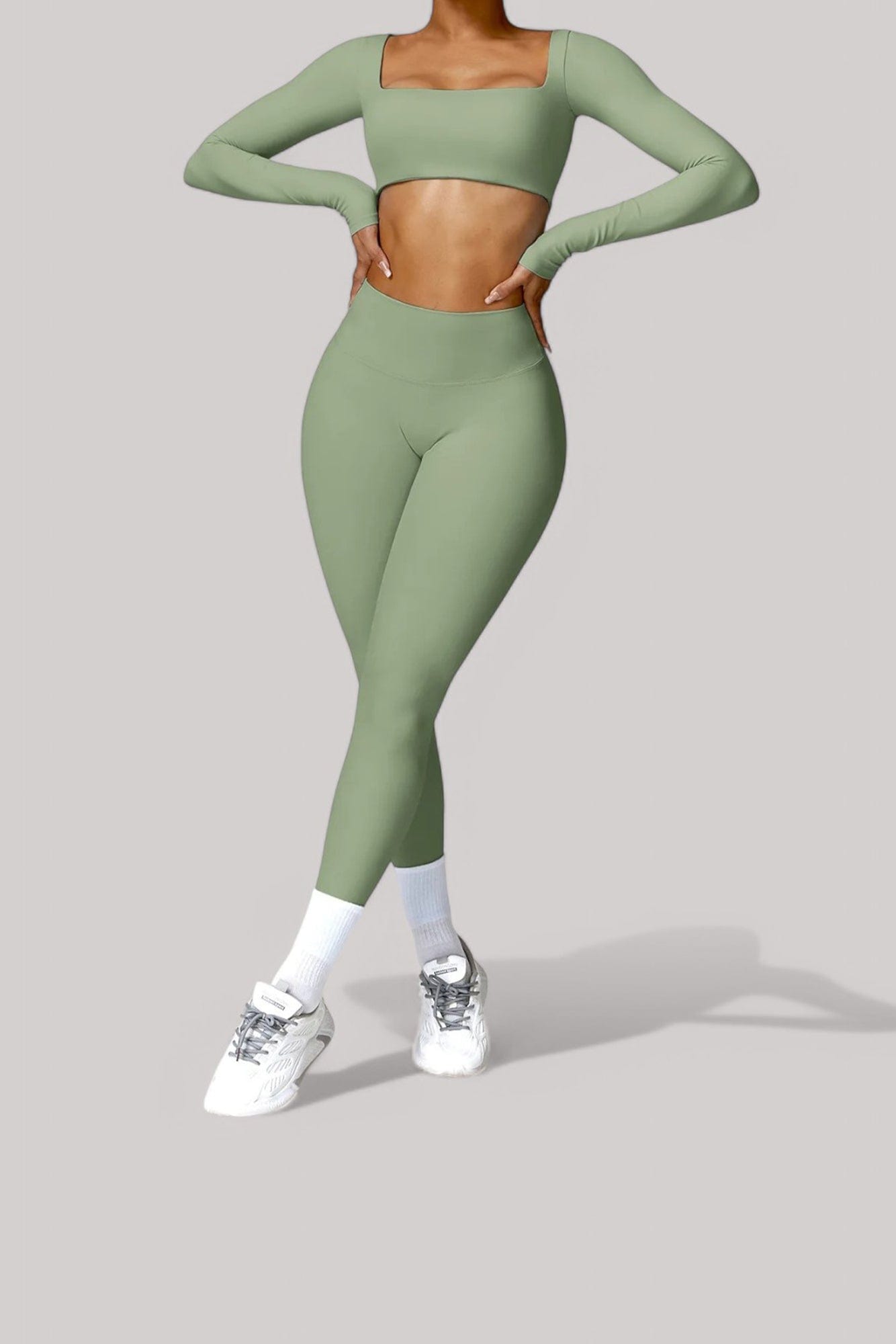 Ensemble Sport – Legging + Haut | Crop Top Vert / S