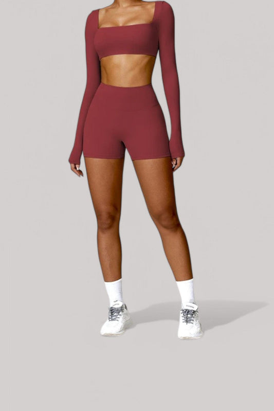 Ensemble Sport – Short + Haut | Crop Top Cerise / S